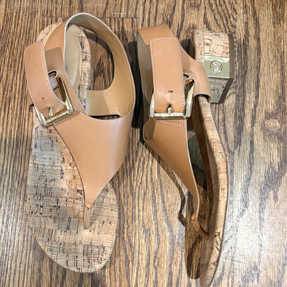 Michael Kors Tan Sandals with Gold Accents